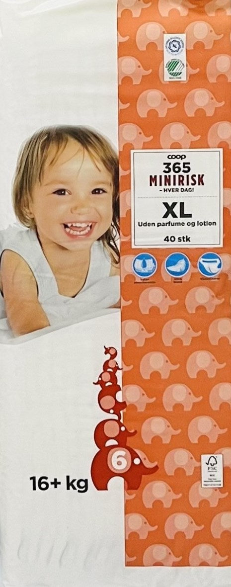 Coop 365 Minirisk XL 6 Baby Diapers, 16+ kg, 40 pcs