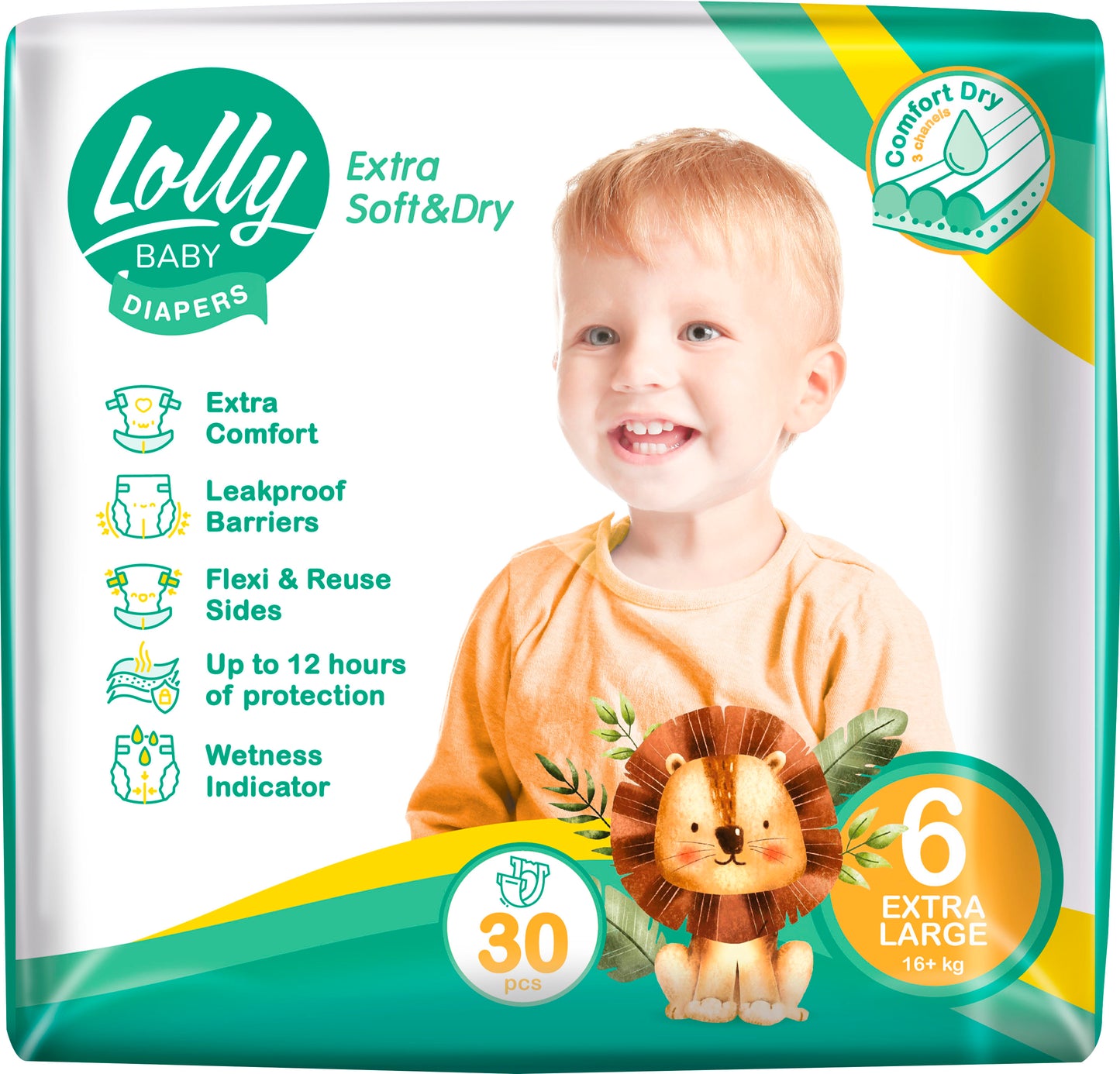 Lolly Baby Extra Soft & Dry Size 6 Baby Diapers, 16+ kg, 30 pcs