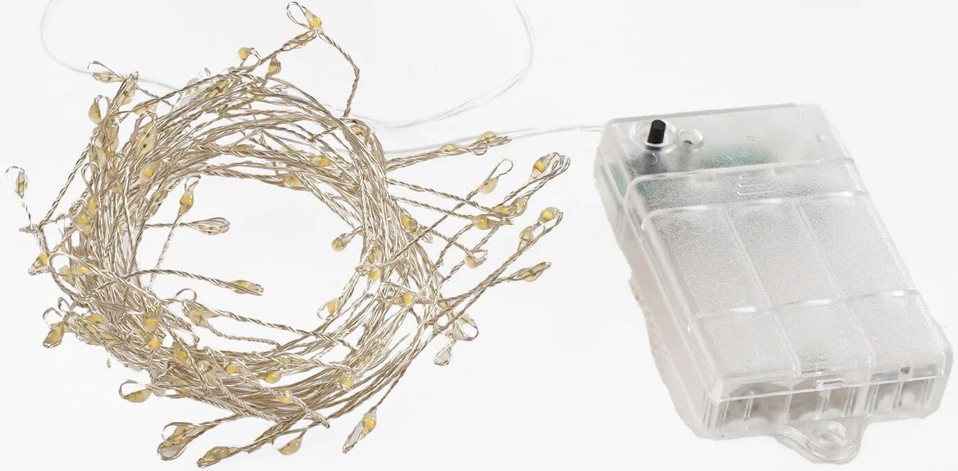 D 36016 Battery-Powered String Lights, Yellow Light, 8 Modes, 3 m