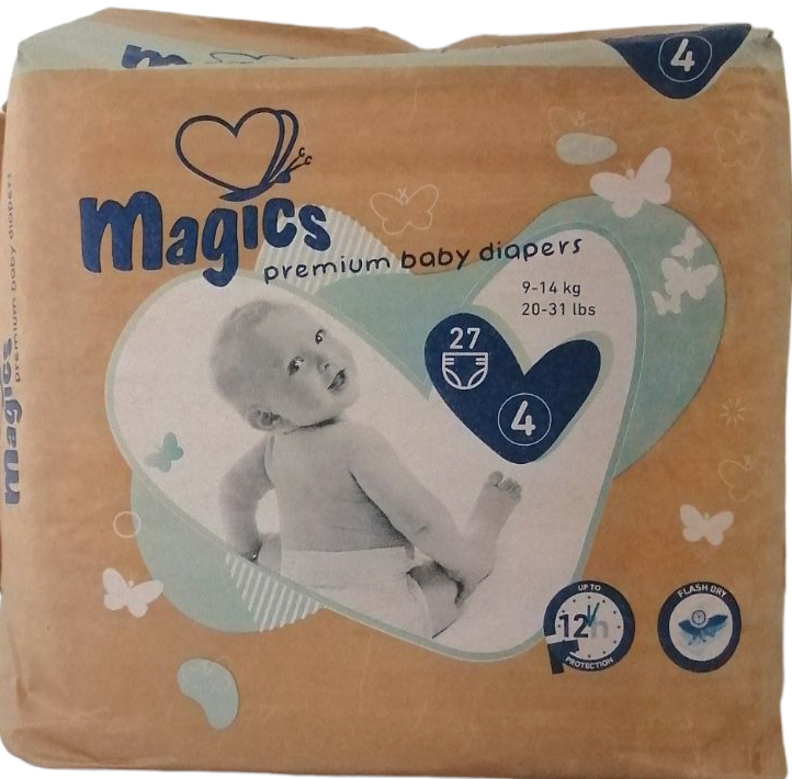 Magics Size 4 Baby Diapers, 9-14 kg, 27 pcs