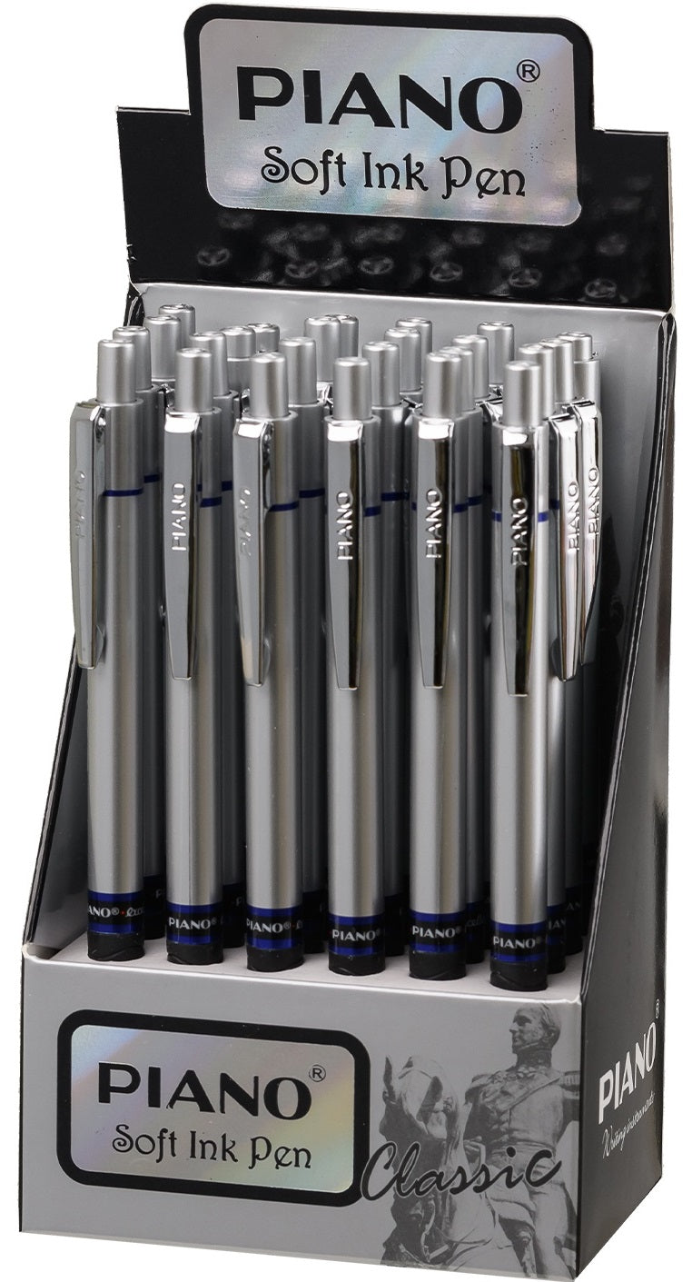 Piano PT-186 Classic Excellent Blue Retractable Ballpoint Pen, 0.5 mm