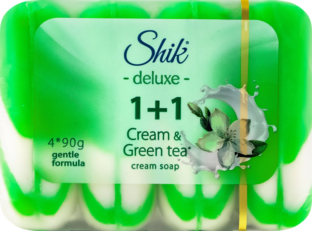 Shik Deluxe 1+1 Green Tea Cream Bar Soap, 4 x 90 g