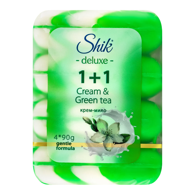 Shik Deluxe 1+1 Green Tea Cream Bar Soap, 4 x 90 g - Image 2