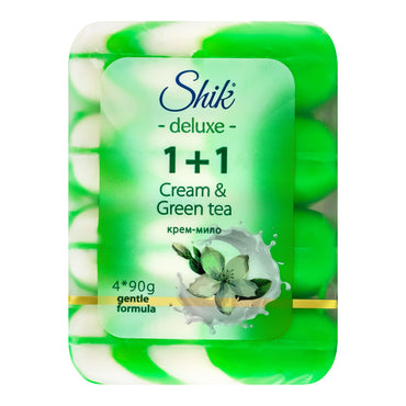 Shik Deluxe 1+1 Green Tea Cream Bar Soap, 4 x 90 g - Image 2