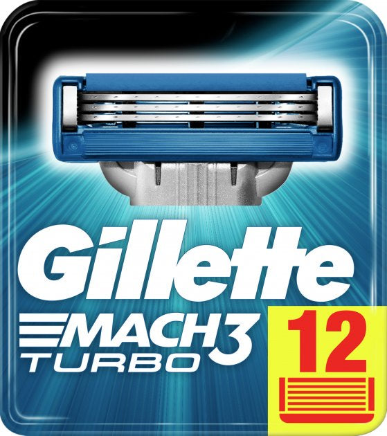 Gillette Mach3 Turbo Replacement Razor Cartridges, 12 pcs