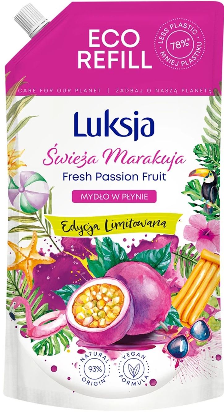 Luksja Fresh Passion Fruit Cream Liquid Hand Soap Refill Pouch, 900 mL