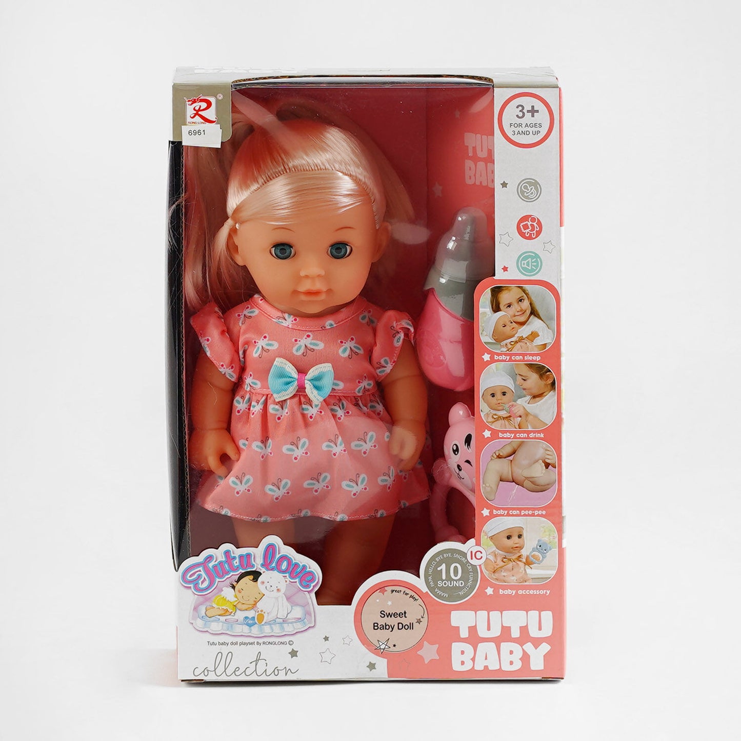 6961 Baby Doll with Bottle, Music Chip & Accessories, 29 cm