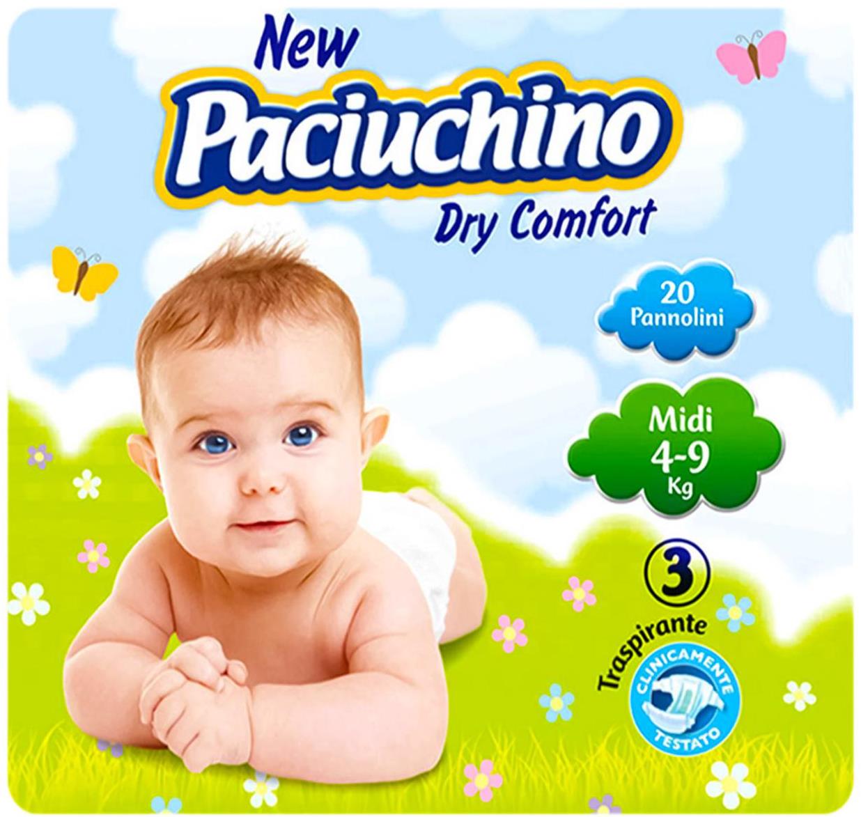 Paciuchino Size 3 Baby Diapers, 4-9 kg, 20 pcs