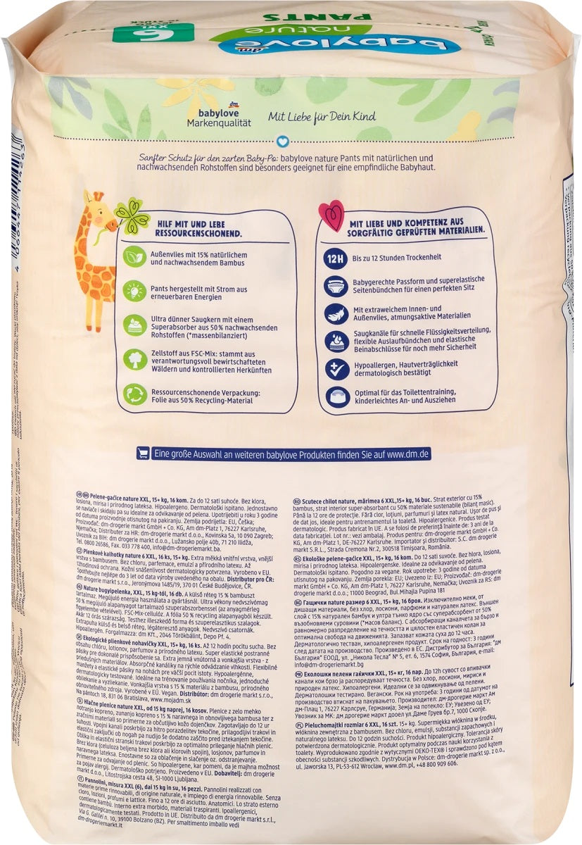 Babylove Nature 6 Baby Pull-Up Diaper Pants, 16 pcs, 15+ kg - Image 2