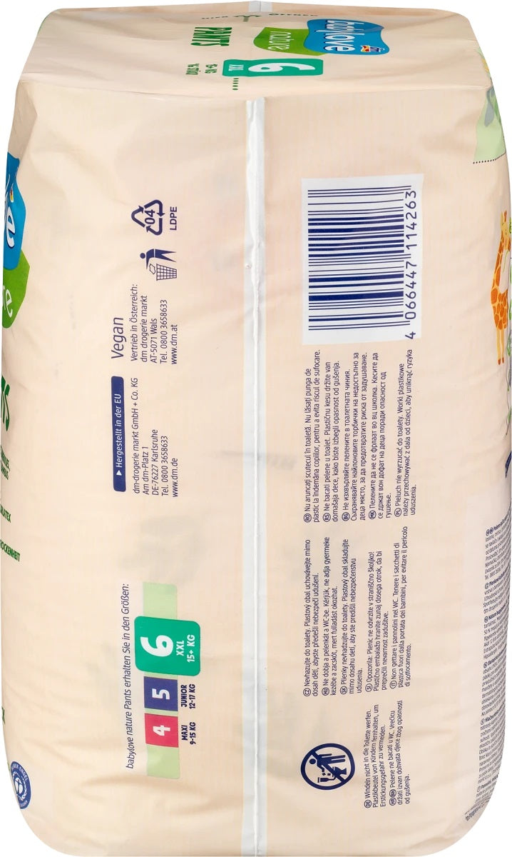 Babylove Nature 6 Baby Pull-Up Diaper Pants, 16 pcs, 15+ kg - Image 3