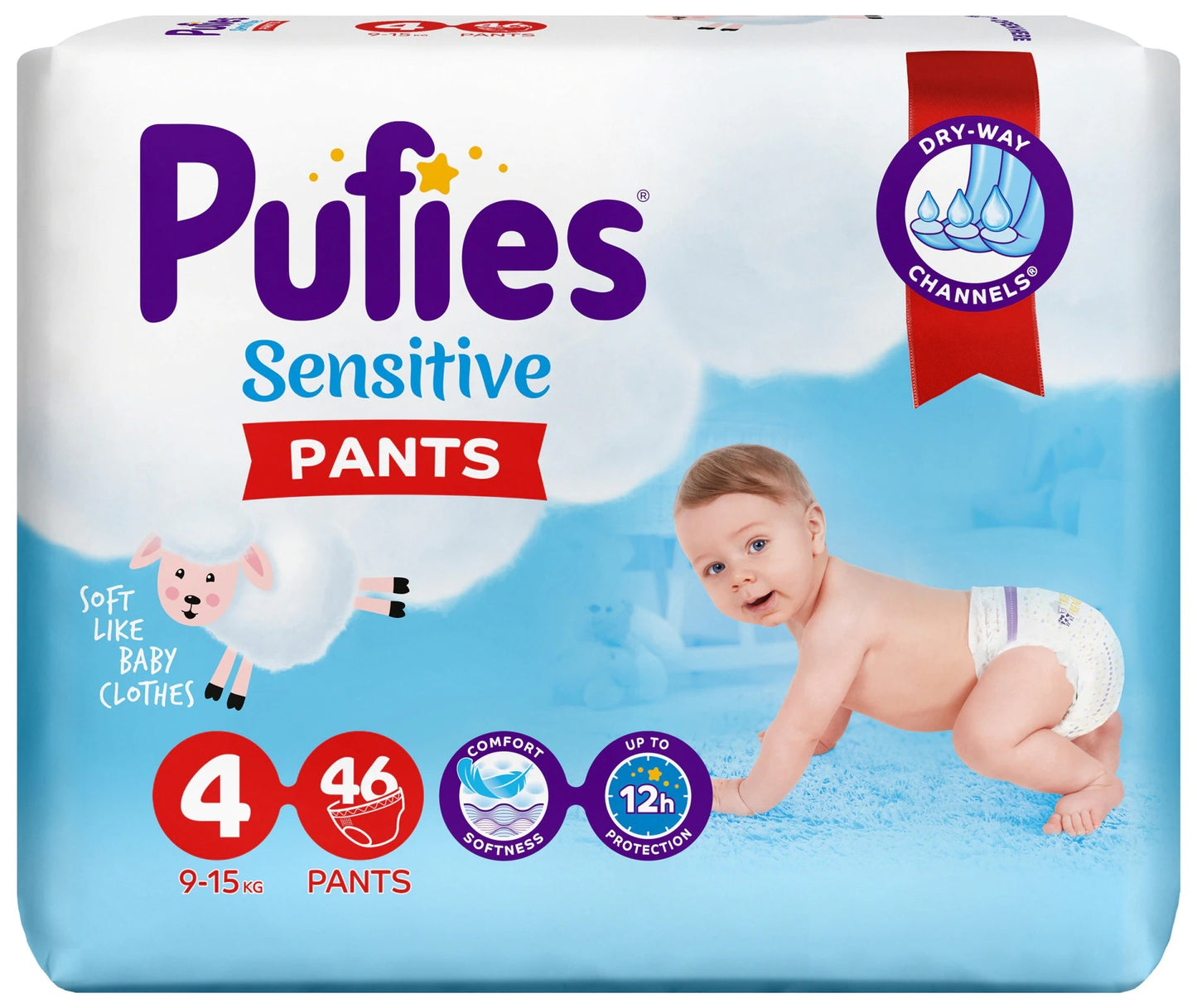 Pufies Sensitive 4 Baby Pull-Up Diaper Pants, 46 pcs, 9-15 kg