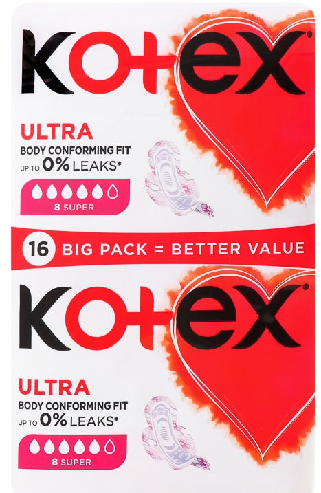 Kotex Ultra Dry Super Sanitary Pads, 16 pcs