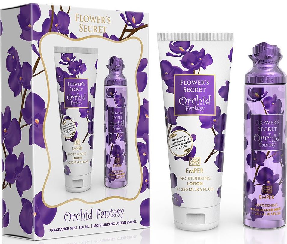 Emper Flower's Secret Orchid Fantasy Women's Gift Set: Body Spray 250 mL & Body Lotion 250 mL