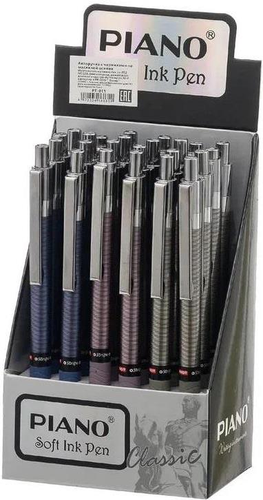 Piano PT-011 Soft Ink Blue Retractable Ballpoint Pen, 0.7 mm