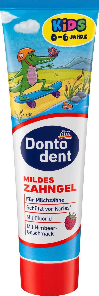 Dontodent Raspberry Kids Gel Toothpaste, Ages 0-6, 100 mL