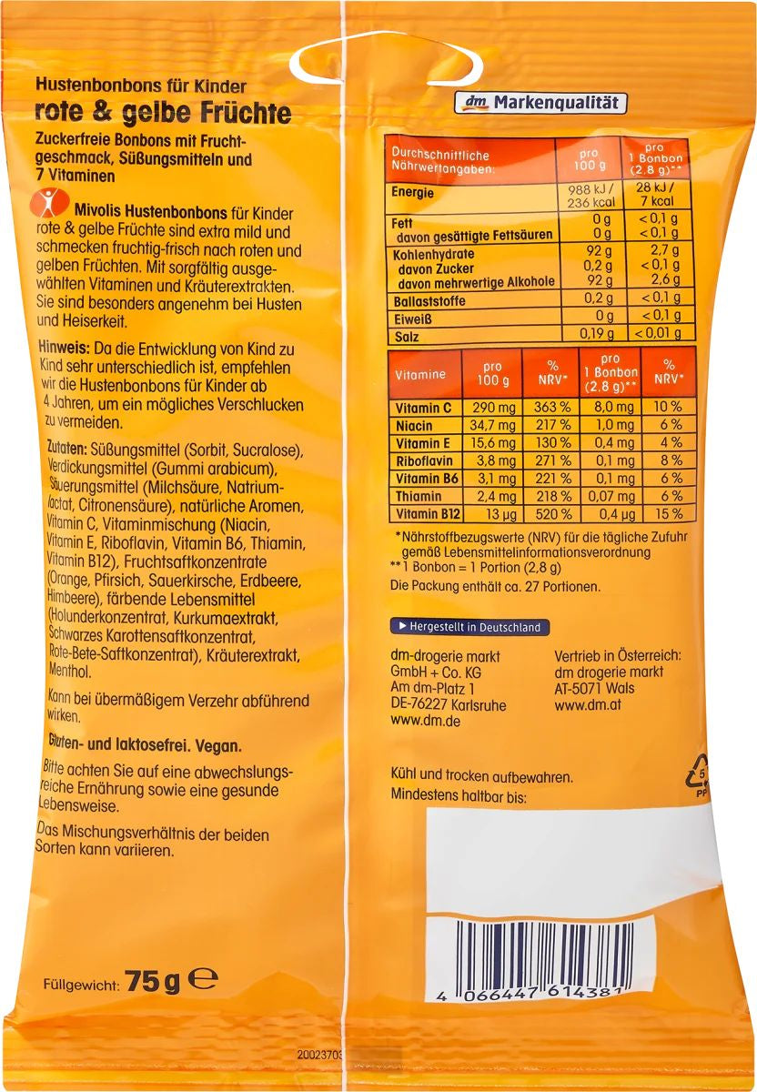 Mivolis Kids Sugar-Free Cough Drops, 75 g - Image 2