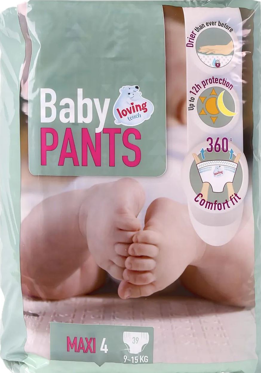 Loving Touch Size 4 Baby Pull-Up Diaper Pants, 9-15 kg, 39 pcs
