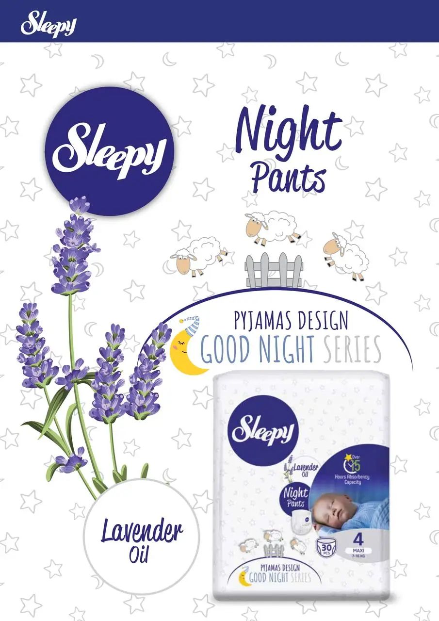 Sleepy Night Size 4 Baby Pull-Up Diaper Pants, 7-16 kg, 30 pcs - Image 2