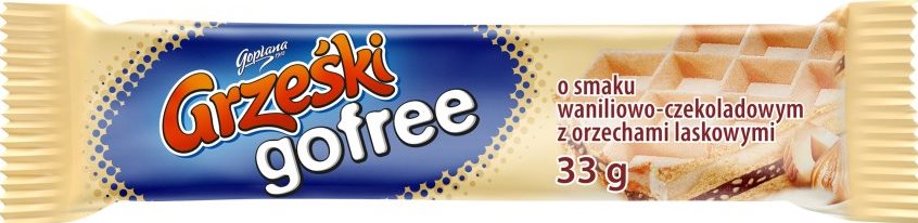 Grzeski Gofree Vanilla-Chocolate Wafer Bar with Hazelnuts, 33 g