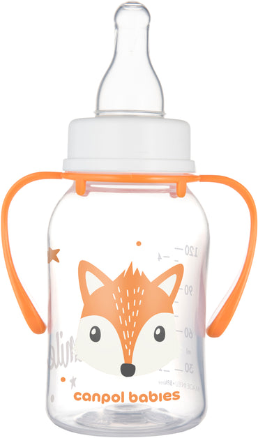 Canpol Babies 11/823 Orange Cute Animals Baby Bottle with Handles, 120 mL - Image 2