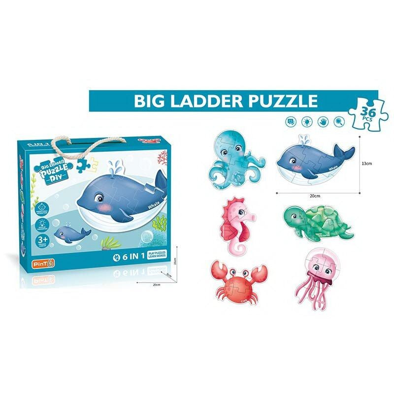 PE 637 Ocean Animals 6-in-1 Puzzle Set, 36 Pieces