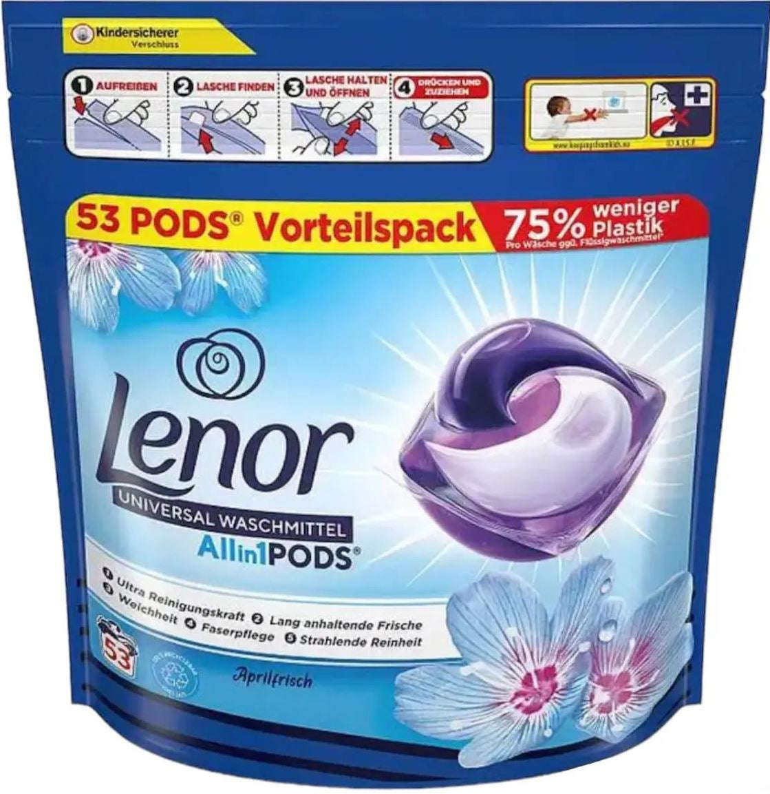 Lenor All-in-1 Pods April Fresh Laundry Detergent Pods, 53 pcs (Price per 1 pc)