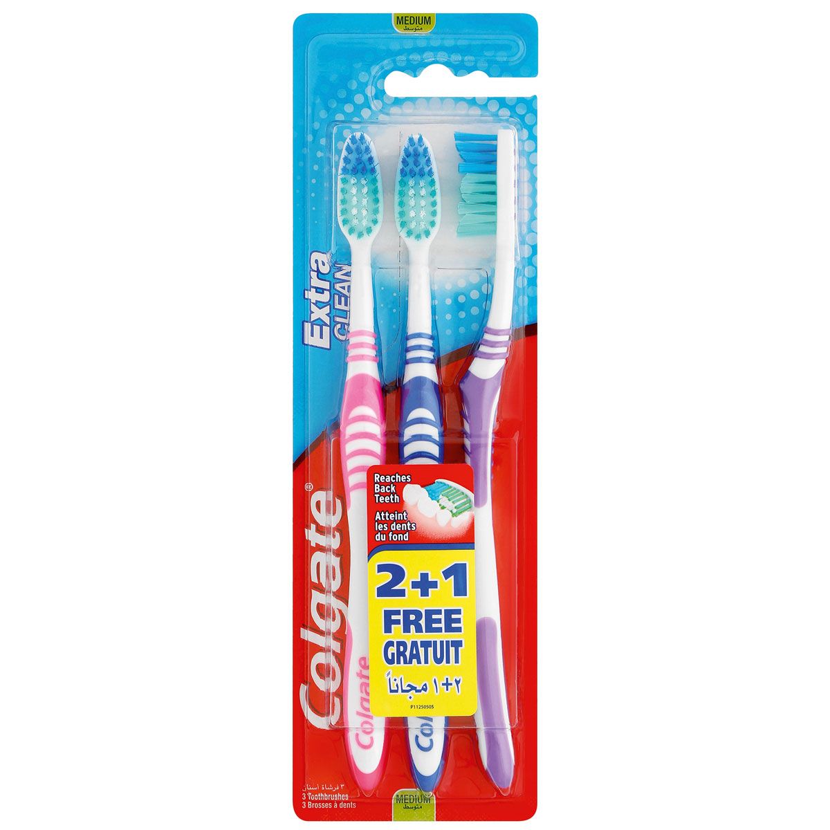 Colgate Extra Clean Medium Toothbrush, 2+1 pcs