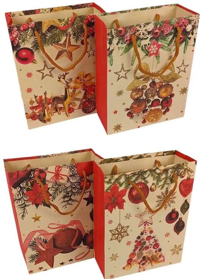 NPZ-005 XL New Year Kraft Gift Bag, 45 x 31 x 19 cm