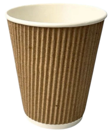 Corrugated Kraft Paper Cups, 250 mL, 25 pcs
