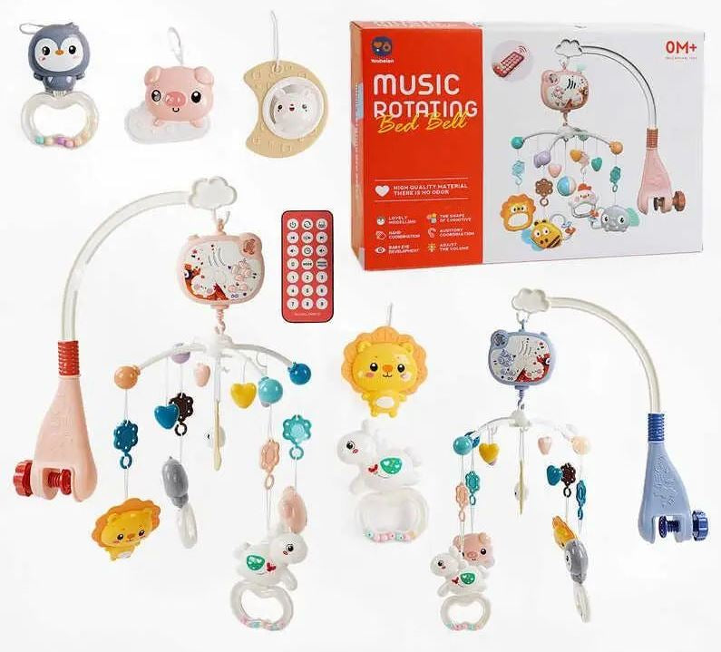 Youbeien RT668-17 Musical Crib Mobile with Melodies, Light Projection, Animal Figures & Rattle