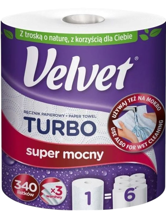 Velvet Turbo 3-Ply Paper Towel, 340 Sheets