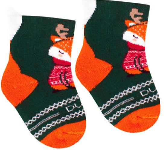 Duna 4112 Dark Green Patterned Winter Kids' Socks, Size 08-10 - Image 3