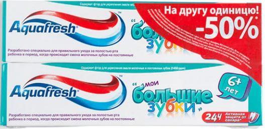 Aquafresh Kids My Big Teeth 1+1 Ages 6+ Toothpaste, 50 mL