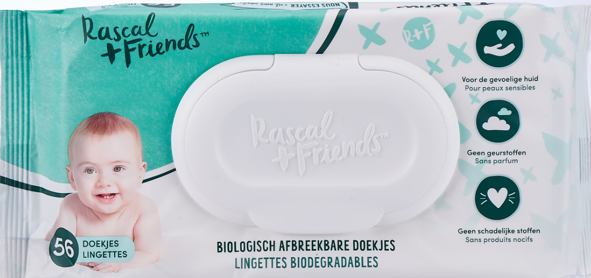 Rascal + Friends Baby Wet Wipes with Lid, 56 pcs