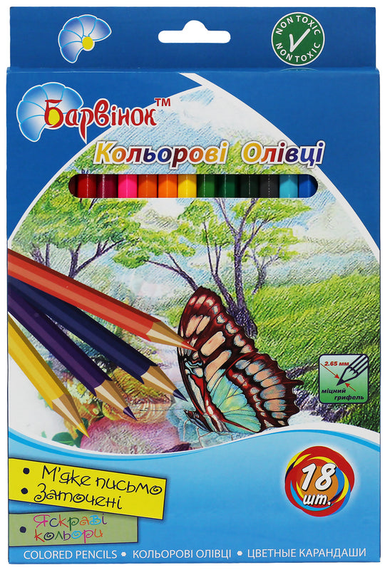 Barvinok 5-203/2 Flowers Colored Pencil Set, 18 Colors