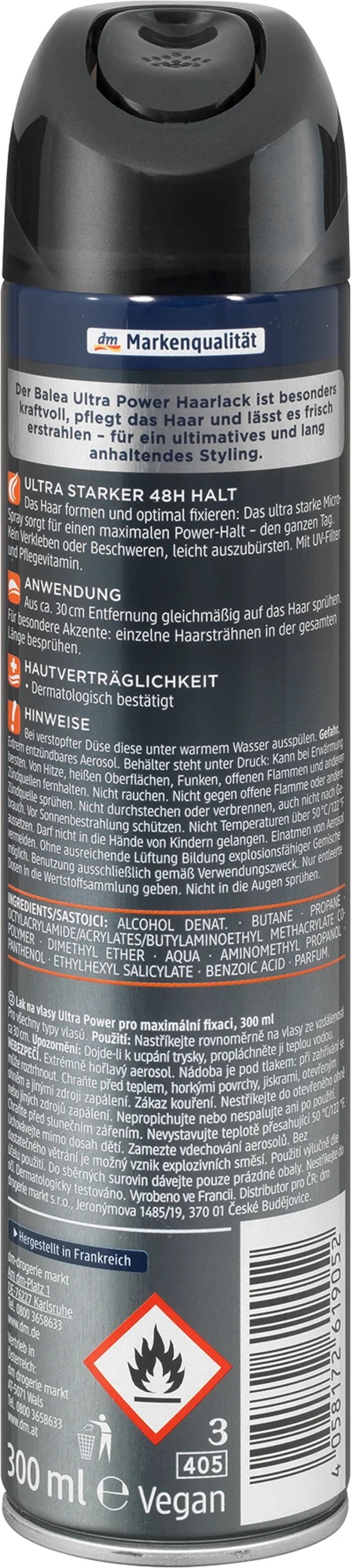 Balea Ultra Power 5 Hair Spray, 300 mL - Image 2