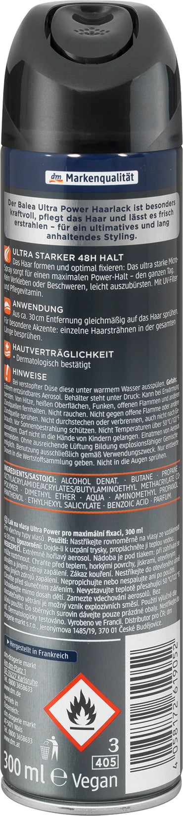 Balea Ultra Power 5 Hair Spray, 300 mL - Image 2
