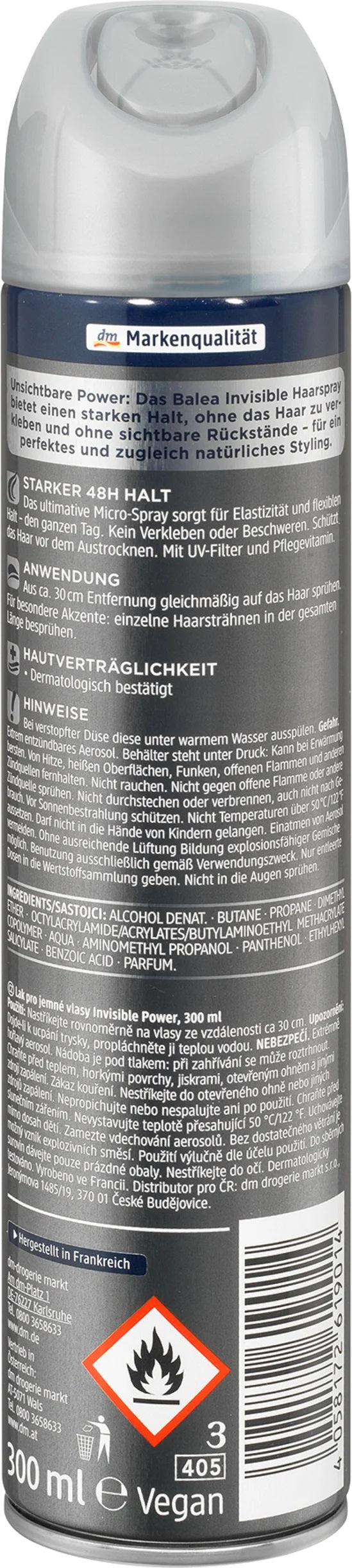 Balea Invisible Power 4 Hair Spray, 300 mL - Image 2