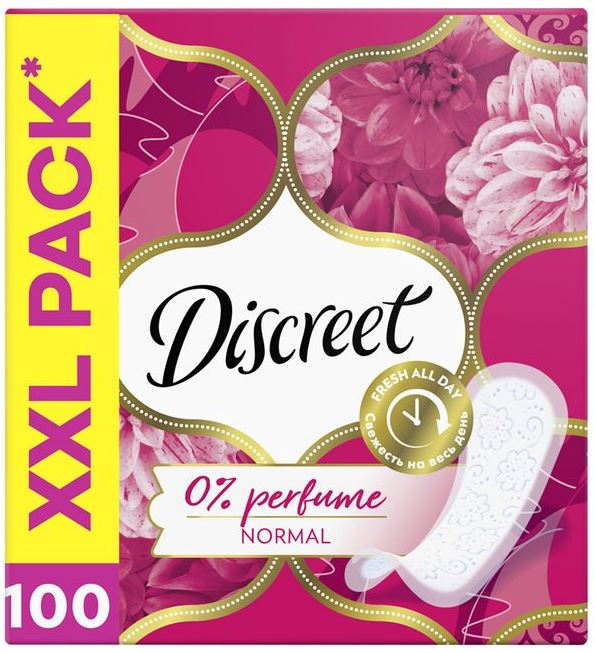 Discreet 0% Perfume Normal Panty Liners, 100 pcs