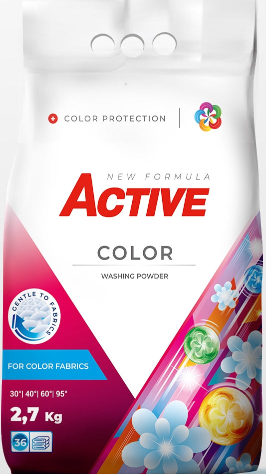 Active Color Laundry Detergent Powder, 36 Loads, 2.7 kg
