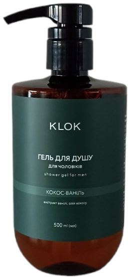 KLOK Coconut Vanilla Men's Shower Gel with Pump, 500 mL
