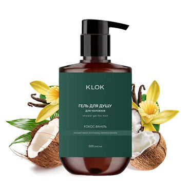 KLOK Coconut Vanilla Men's Shower Gel with Pump, 500 mL - Image 2