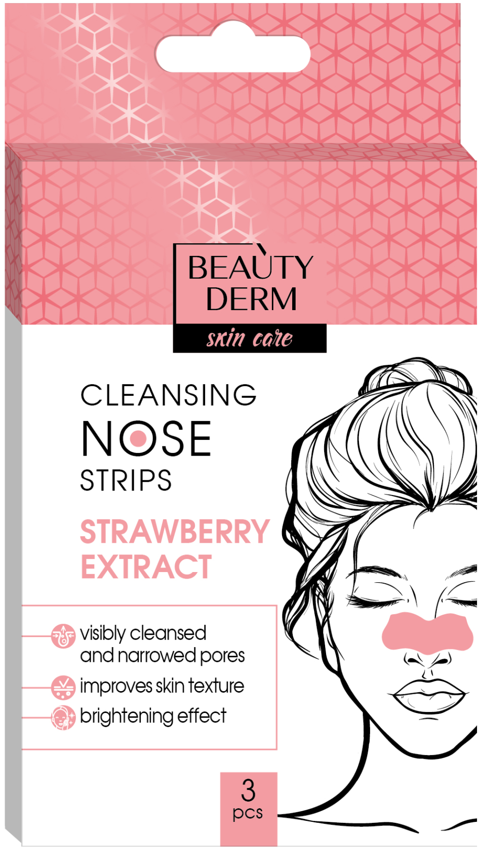 Beautyderm Strawberry Extract Cleansing Nose Strips, 3 pcs