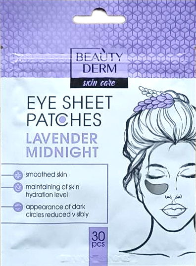 Beautyderm Lavender Midnight Fabric Under-Eye Patches, 30 pcs
