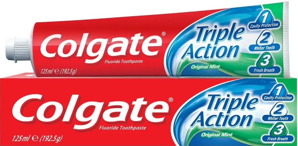 Colgate Triple Action Original Mint Toothpaste, 125 mL
