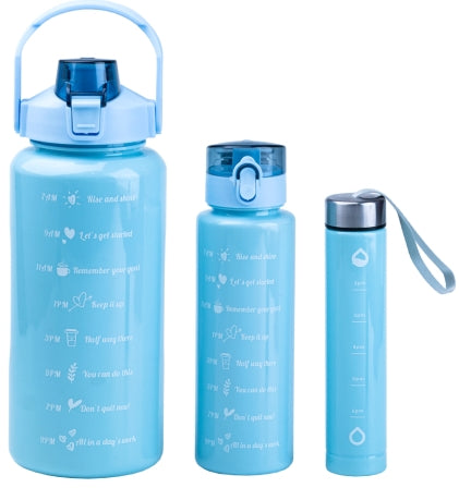 Light Blue 3-in-1 Water Bottle Set, 300 mL, 700 mL & 2 L