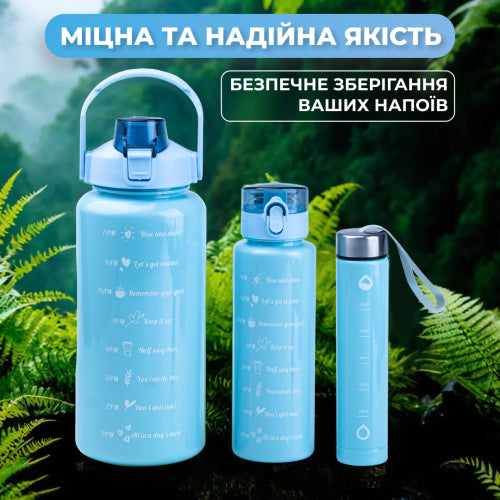 Light Blue 3-in-1 Water Bottle Set, 300 mL, 700 mL & 2 L - Image 4