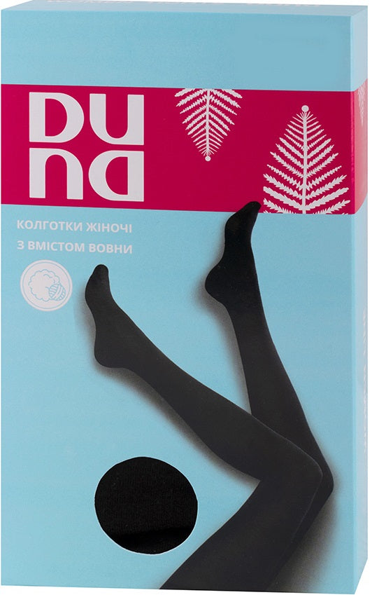 Duna 3911 Black Wool-Blend Winter Women's Tights, Size 1
