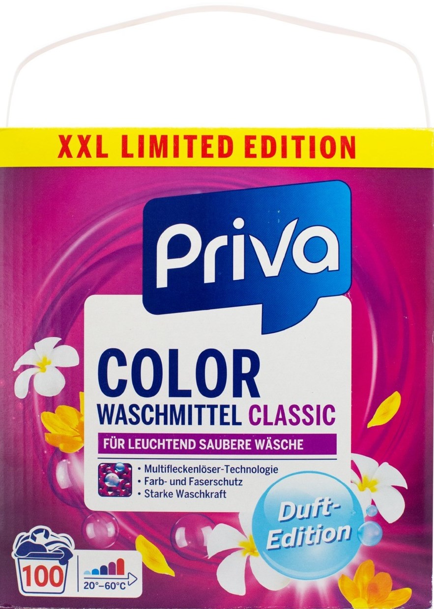 Priva Classic Color Laundry Detergent Powder, 100 Loads, 6.5 kg