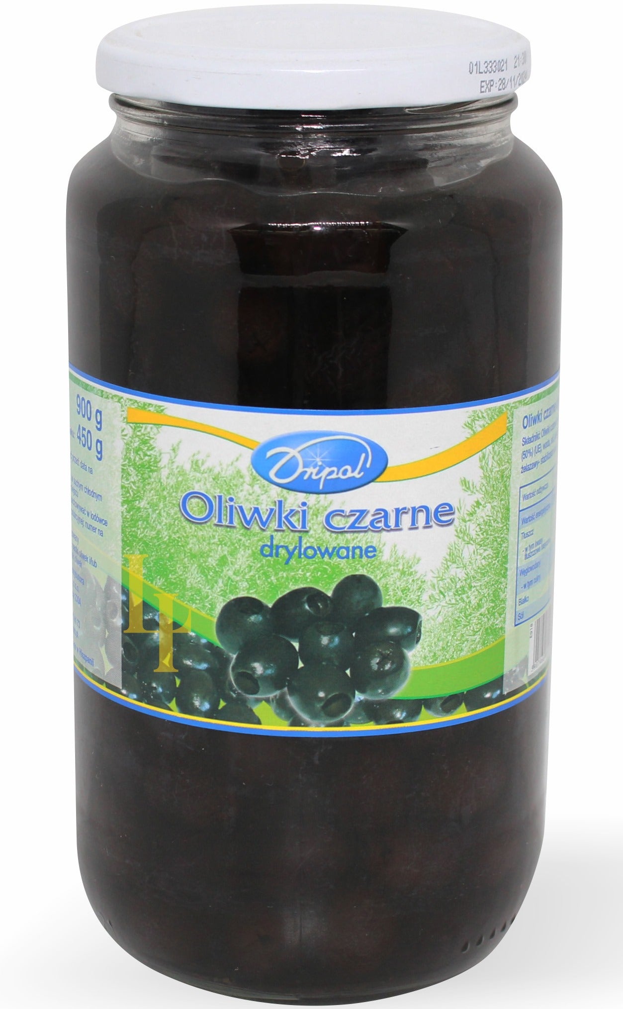 Dripol Pitted Black Olives, 900 g